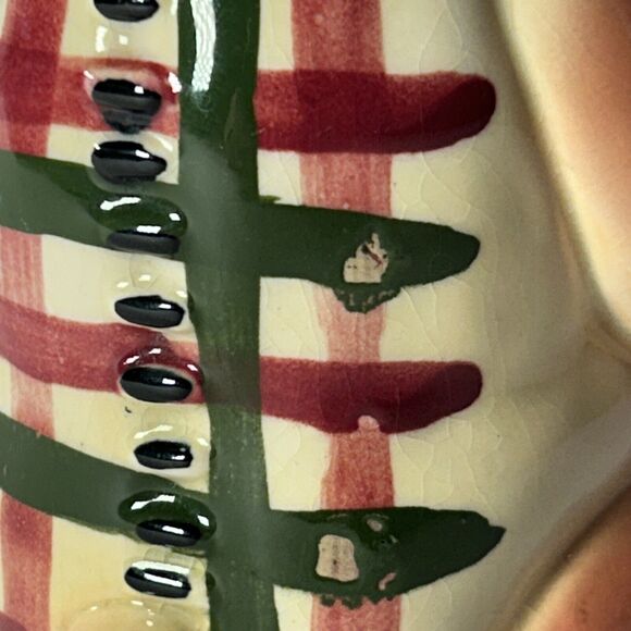 Vintage Patchwork Dog Figurine Hand Painted Ceramic 1950s 1960s Folk Art - Picture 5 of 14